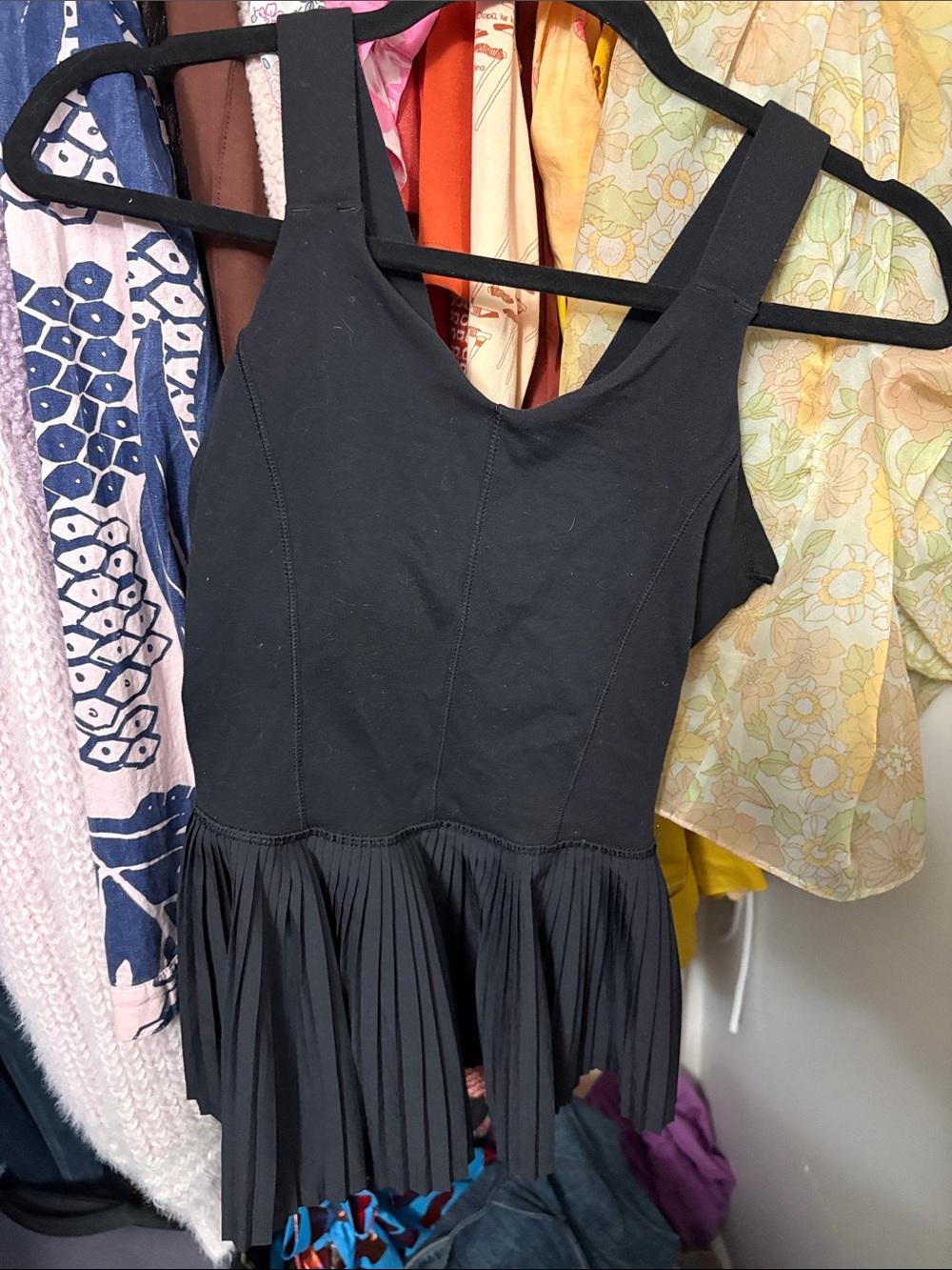 lululemon athletica Black Pleated-Hem Mini Dress